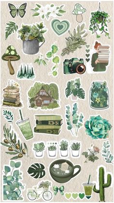 Nature Theme Scrapbook, Green Printable Stickers For Journal, Green Scrapbook Printables, Stickers Printable Green, Green Design For Scrapbook, Green Scrapbook Stickers, Green Journal Stickers, Green Stickers Printable, Green Printable Stickers