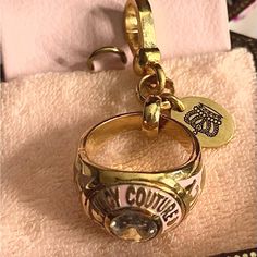 Juicy Couture Ltd 2008 Class Ring Charm. In Euc. Gold Tone With Pink Enamel And A Giant Stone In The Setting. No Box But Will Pack And Ship Securely. Juicy Couture Charms, Juicy Couture Jewelry, Couture Jewelry, Pink Enamel, Juicy Couture, Class Ring, Pink And Gold, Gold Tones, Women Jewelry