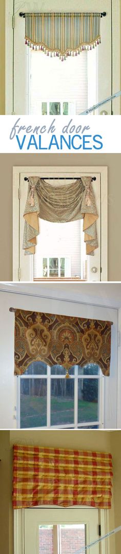 three different images of valances hanging from the ceiling