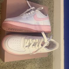 Womens 6.5 Nike Air Forces Light And Dark Pink 2 Tone Nike Air Forces, Pink Nike Shoes, Air Forces, Pink Nike, Room Color, Pink Nikes, Light And Dark, Room Colors, White Nikes