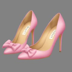 a pair of pink high heels with a bow