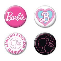 four badges that say barbie, i'm married edition and barbie blvd