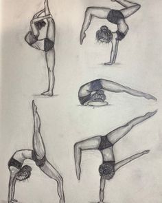 a drawing of some people doing different things in the air with their arms and legs