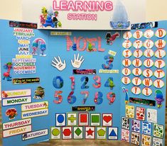 a display with numbers and symbols for learning station