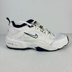 Nike Air Monarch 2002 - White Vtg Deadstock Y2k Nike Athletic Shoes, Mens Size 8 In Great Condition, No Defects, Comes In Og Box *Disclaimer* 20+ Yr Old Shoes May Be More Fragile And Prone To Damage, Use With Care Please Reference Photos Before Purchasing Nike Y2k Shoes, 90s White Sneakers For Streetwear, 90s White Sports Sneakers, Classic Nike High-top Running Shoes, 90s Low-top Sports Sneakers, Vintage White Custom Sneakers For Sports, Vintage Style Custom Lace-up Sneakers For Sports, Nike Vintage Sports Sneakers, Vintage Nike Sports Sneakers