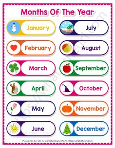 months of the year stickers for kids to use on their school desk or classroom wall