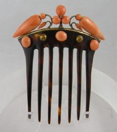 vintage hair comb Vintage Hair Comb, Gold Hair Comb Wedding, Coral Hair, Vintage Comb, Hair Acessories