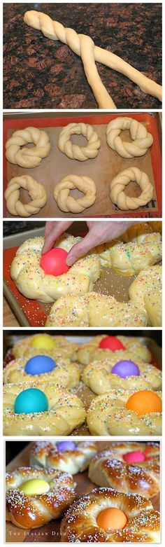 there are four different types of doughnuts being made