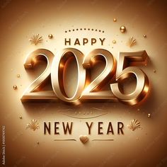 happy new year card with golden numbers and hearts on brown background for the year 2055