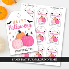 halloween tags with pumpkins and bats on them for free printable tag templates