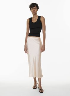 SLIP SATIN MAXI SKIRT Satin Bias Skirt, Aritzia Skirt, Bias Skirt, Satin Maxi Skirt, Fashion Newsletter, Black Pleated Skirt, Aritzia Babaton, Satin Midi Skirt, Slip Skirt