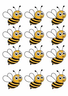 a bunch of cartoon bees with different eyes