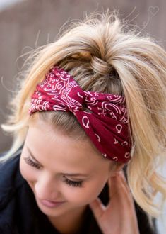 Handmade Twist Knot Headband Red Bandana Jersey Material Shipping $5.00 Red Headband, Bandana Headband, Red Bandana, Bandana Hairstyles, Twist Knot, Wide Headband, Twist Headband, Day Of The Week, Knot Headband