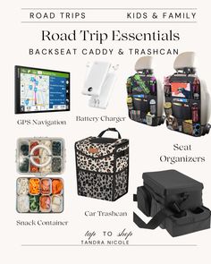 road trip essentials for the family and their kids to pack up on vacation with