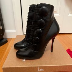 Shoes Were Worn Twice. Unfortunately The Red Bottom Is Slightly Damaged But Can Be Repaired At A Shoe Repair. Hoping Someone Else Will Put Them To Use More Than I Have. Red Bottom, Shoe Repair, Red Bottoms, Louboutin Shoes, Leather Booties, Christian Louboutin Shoes, Shoes Heels Boots, Shoes Women Heels, Heeled Boots