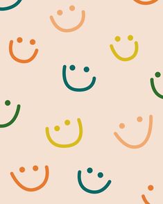 an image of colorful smiley faces on a beige background