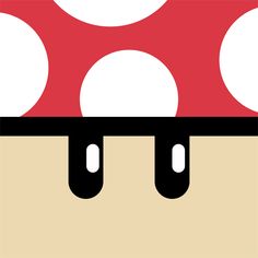 a red and white mushroom with black dots on it's face is featured in this image