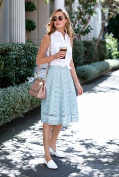 Simple Work Outfits, Best Casual Dresses, Hot Summer Outfits, Lace Midi Skirt, Fresh Outfits, Summer Work Outfits, Mode Casual, Outfit Trends, Work Outfits Women