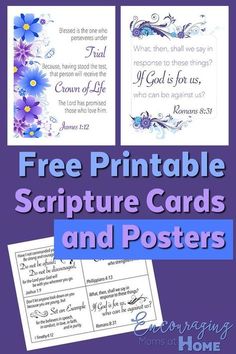 three pictures with the words free printable bible cards and posters