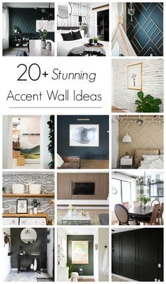 the top 20 stunning accent wall ideas for any room in your home, including black and white