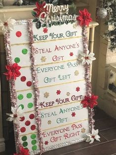 a christmas door decoration with presents on it