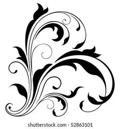 an abstract black and white design with swirls on a white background, suitable for use as a tattoo or other items