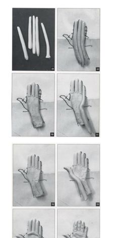 four pictures showing different types of gloves and their functions in the process of making them