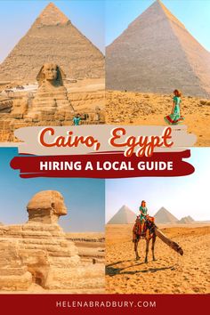 the egyptian pyramids and sphinxs in egypt with text overlay reading cato, egypt hiring a local guide