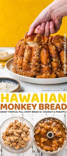 hawaiian monkey bread recipe on a white plate