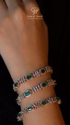 Earrings Design Diamond, Bracelet Designs Diamond, Emerald And Diamond Bracelet, Emerald Diamond Bracelet, Bangles Jewelry Designs Diamond, Diamond Bracelets Indian, Diamond Bangles Indian, Diamond Bracelets Wedding, Emerald Bracelets