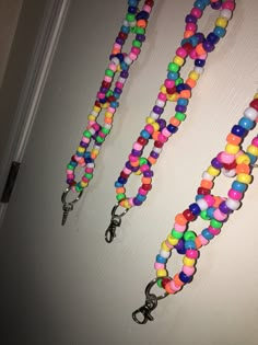 Clip on chain accessory made from pony beads by @xxalienyolkxx Adjustable Multicolor Beaded Necklace With Chain, Multicolor Beaded Necklaces With Round Beads And Chain, Scenecore Accessories, Kandi Pant Chain, Kandi Belt, Kandi Belt Chain, Trans Kandi Cuff, Rave Candy, Safety Pin Jewelry Patterns