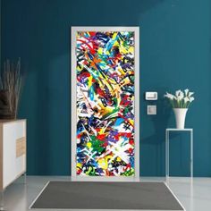 Vibrant Graffiti Art Door Mural: a Vinyl Decal that Transforms and Elevates Entrance Door Aesthetics. Entrance Door Decor, Wallpaper Door, Door Mural, Art Door, Door Wraps, Bold Decor, Urban Decor, Door Sticker, Door Murals