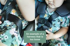 an example of a harness that is too loose to use for a child's car seat