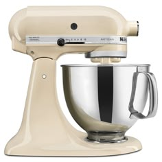 an artisan stand mixer is shown on a white background