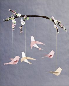 Home Ideas , Creative and Special DIY Baby Mobile : Diy Baby Mobiles Bird Paper Bird, Martha Stewart Crafts, Handmade Baby Gifts, Baby Diy