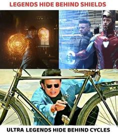 there are two pictures with the same caption in each photo, and one has an image of iron man on it