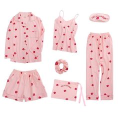 New fashion strawberry pajamas (set of seven) sold by Harajuku fashion. Shop more products from Harajuku fashion on Storenvy, the home of independent small businesses all over the world. Strawberry Pajamas, Pajamas For Teens, Winter Pajamas Women, Winter Pajamas, Pajamas Comfy, Trendy Swimwear, Cute Pajamas, Satin Pyjama Set, Womens Pyjama Sets