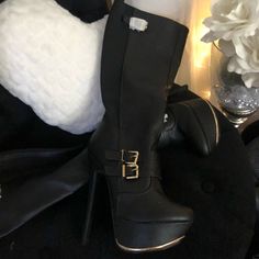 Brand New Women’s High Heel Boots! Super Cute And Trendy! Gold Buckle Detail On Boots, Zipper Closure! Women’s Size 7 Boots Zipper, Heel Boots, High Heel Boots, Womens High Heels, Shoes Heels Boots, New Woman, Shoes Women Heels, High Heel, Heeled Boots