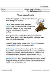 worksheet on rocks and their properties