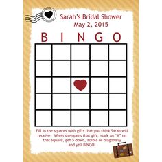 a flyer for a bridal shower with a red heart on the sudi board