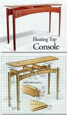 an advertisement for a table with plans to make it look like the top and bottom