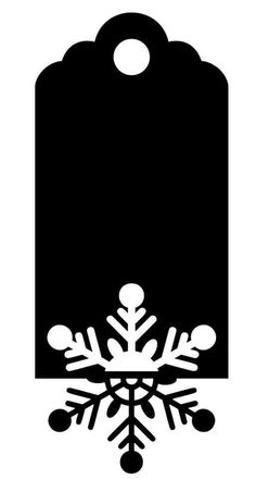 a black and white snowflake tag