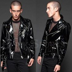 #PVC #Fetish #Punk #Jacket #Men #Gothic #Vinyl Emo Jacket, Biker Jacket Men, Black Pvc, Lip Service, Dark Wear, Pvc Vinyl, Black Vinyl, Moto Jacket