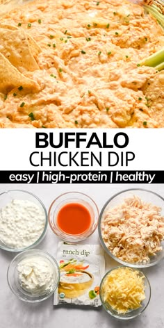 buffalo chicken dip is an easy and healthy appetizer