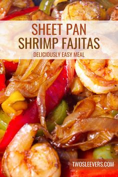 sheet pan shrimp fajitas with peppers and onions