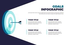 a dart hitting in the center of a bullseye with text that reads, goals infographic