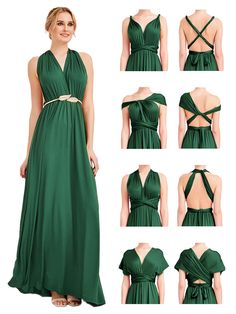 [Final Sale] Dark Green Infinity Wrap Maxi Bridesmaid Dress – NZ Bridal How To Tie Infinity Dress, Infinity Dress Ways To Wear, Infinity Dress Styles, Convertible Wrap Dress, Infinity Gown, Infinity Dress Bridesmaid, Infinity Wrap, Twist Dress, Emerald Bridesmaid Dresses