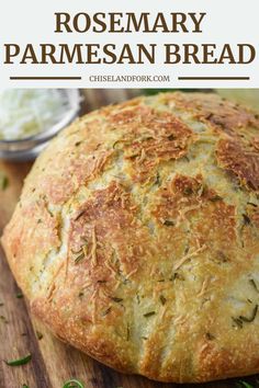 rosemary parmesan bread on a cutting board