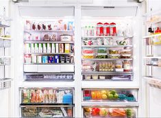 an open refrigerator filled with lots of food