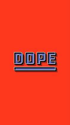 the word dope on an orange background with blue and red stripes greeting card by setsof